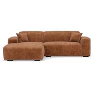 Lison - Canapé d'angle gauche 4 places en velours texturé - Terracotta Terracotta