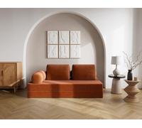 Lisa Design - Lonny - Canapé 3 Places Convertible en Velours côtelé, Terracotta