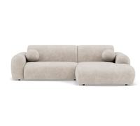 Lisa Design - Louise - Canapé d'angle Droit 4 Places en Velours texturé, Beige