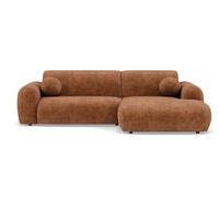 Lisa Design - Louise - Canapé d'angle Droit 4 Places en Velours texturé, Terracotta