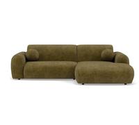 Lisa Design - Louise - Canapé d'angle Droit 4 Places en Velours texturé, Vert Kaki