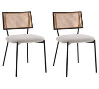 Lisa Design - Luciano - Lot de 2 chaises cannage - en Tissu Bouclette, Beige