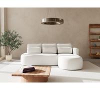 Lisa Design - Mahina - canapé d'angle Droit 4 Places Convertible avec Coffre en Tissu texturé, Beige