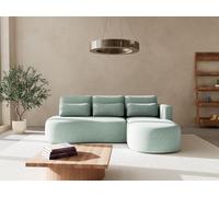 Lisa Design - Mahina - canapé d'angle Droit 4 Places Convertible avec Coffre en Tissu texturé, Bleu