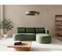 Lisa Design - Mahina - canapé d'angle Droit 4 Places Convertible avec Coffre en Tissu texturé, Vert