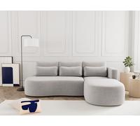 Lisa Design - Mahina - canapé d'angle Droit 4 Places Convertible avec Coffre en Velours côtelé, Gris Clair