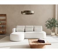 Lisa Design - Mahina - canapé d'angle Gauche 4 Places Convertible avec Coffre en Tissu texturé, Beige