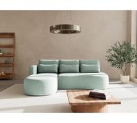 Lisa Design - Mahina - canapé d'angle Gauche 4 Places Convertible avec Coffre en Tissu texturé, Bleu