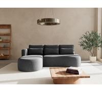 Lisa Design - Mahina - canapé d'angle Gauche 4 Places Convertible avec Coffre en Tissu texturé, Gris Anthracite