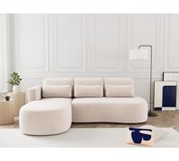 Lisa Design - Mahina - canapé d'angle Gauche 4 Places Convertible avec Coffre en Velours côtelé, Beige