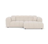 Lisa Design - Mini Ray - Canapé d'angle Droit 4 Places en Tissu texturé, Beige