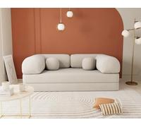 Lisa Design - Nebula - Canapé 3 Places Convertible en Velours texturé, Beige