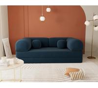 Lisa Design - Nebula - Canapé 3 Places Convertible en Velours texturé, Bleu