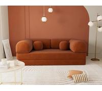 Lisa Design - Nebula - Canapé 3 Places Convertible en Velours texturé, Terracotta