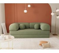 Lisa Design - Nebula - Canapé 3 Places Convertible en Velours texturé, Vert Sauge