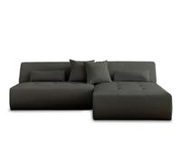 Lisa design – Canapé modulable d'angle réversible Onyx – Tissu 4 places Gris foncé
