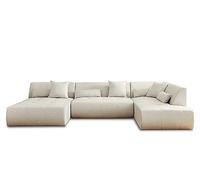 Lisa design – Canapé modulable panoramique d'angle droit Onyx 7 places tissu Beige