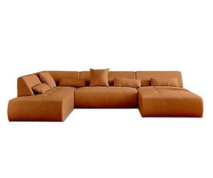 Lisa Design Onyx - canapé panoramique d'angle Gauche 7 Places - en Tissu