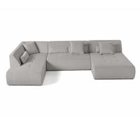 Lisa Design – Canapé modulable d'angle gauche Onyx – velours côtelé 7 places – Gris clair