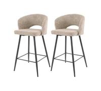 Lisa design Tabourets de bar Pattaya – lot de 2 – tissu bouclette sable – Sable