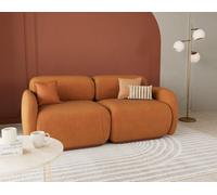 Lisa Design - Penelope - canapé Droit modulable 2 Places en Velours texturé, Terracotta