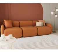 Lisa Design - Penelope - canapé Droit modulable 3 Places en Velours texturé, Terracotta