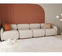 Lisa Design - Penelope - canapé Droit modulable 4 Places en Velours texturé, Beige