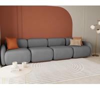 Lisa Design - Penelope - canapé Droit modulable 4 Places en Velours texturé, Gris