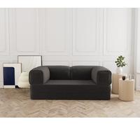 Lisa Design - Poppy - canapé 3 Places Convertible en Velours côtelé, Gris foncé