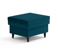 Lisa Design - Pouf Brooke en Velours Bleu Canard - Salon