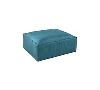 Lisa Design - Pouf Stella en Velours Côtelé Bleu Canard - Salon