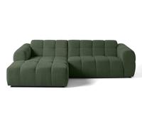 Lisa Design Canapé d'angle Ray Gauche 4 places Tissu texturé Vert
