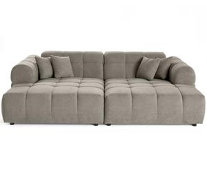 Lisa Design - Ray - canapé Droit 4 Places avec Double méridienne - Assise Profonde - en Tissu texturé, Gris