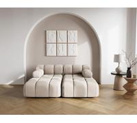 Lisa Design - Ruby - canapé Droit 4 Places avec Double méridienne - Assise Profonde - en Velours texturé, Beige