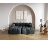 Ruby - canapé droit 4 places avec double méridienne - assise profonde - en velours texturé - Noir
