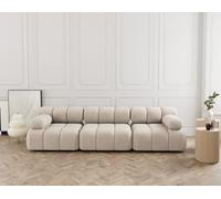 Lisa Design - Ruby - canapé Droit modulable 3 Places en Velours texturé, Beige