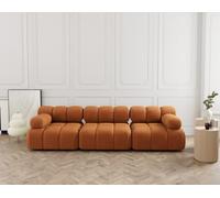 Lisa Design - Ruby - canapé Droit modulable 3 Places en Velours texturé, Terracotta