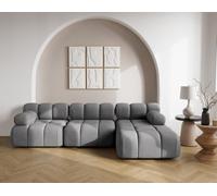 Lisa Design - Ruby - canapé modulable d'angle Droit 4 Places en Velours texturé, Gris