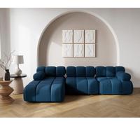 Lisa Design - Ruby - canapé modulable d'angle Gauche 4 Places en Velours texturé, Bleu