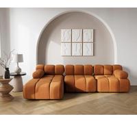 Lisa Design - Ruby - canapé modulable d'angle Gauche 4 Places en Velours texturé, Terracotta