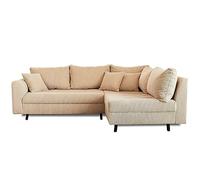 Lisa Design Canapé d'angle droit Rune 4 places Velours côtelé Beige