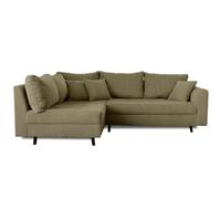 Lisa design Canapé d'angle Rune 4 places angle gauche velours côtelé avec pouf d'appoint Vert