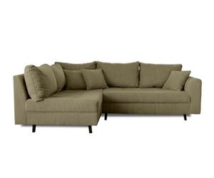 Lisa Design Rune - canapé d'angle Gauche - 4 Places - avec Pouf d'appoint - en Velours côtelé