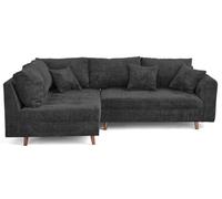 Rune - canapé d'angle gauche 4 places en velours texturé - Gris Anthracite