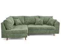 Lisa Design - Rune - canapé d'angle Gauche 4 Places en Velours texturé, Vert Sauge