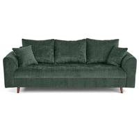 Lisa Design – Canapé droit 3 places Rune – Velours texturé – Vert