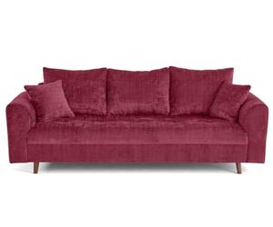 Lisa Design - Rune - canapé Droit 3 Places en Velours texturé, Prune