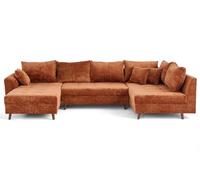 Lisa Design – Canapé panoramique d'angle droit – Rune – 7 places – velours texturé – Rouille