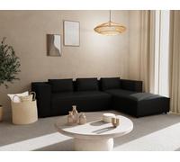 Stella - canapé d'angle droit 4 places en simili - Noir