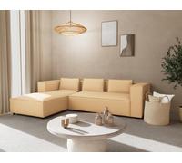 Lisa Design - Stella - canapé d'angle Gauche 4 Places en Simili, Beige